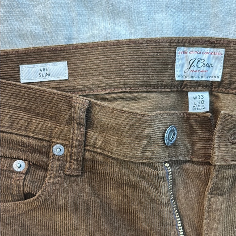 J. Crew Brown Corduroy Pants Classic Style 484 slim 33x30